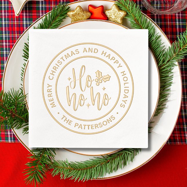 Ho Ho Ho Frohe Weihnachten Happy Holidays Name Servietten Mit Folie (Von Creator hochgeladen)