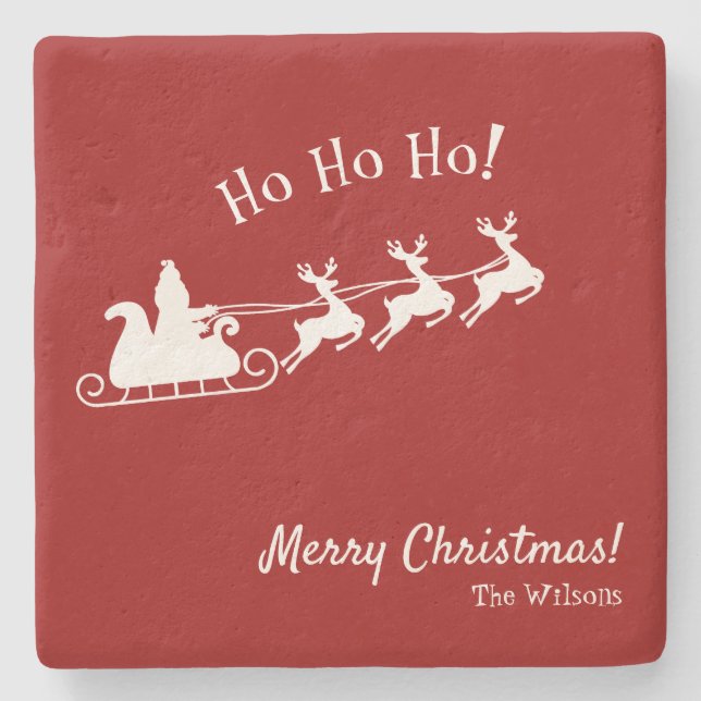 Ho Ho Ho Frohe Weihnachten mit dem Weihnachtsmann, Steinuntersetzer (Vorderseite)
