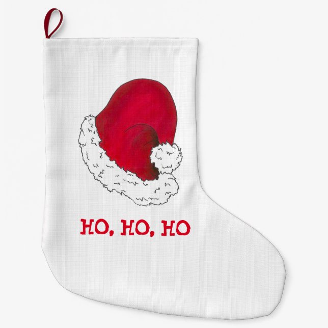Ho Ho Ho Frohe Weihnachten Roter Weihnachtsmann Ur Großer Weihnachtsstrumpf (Vorderseite)