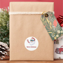 HO! HO! HO! Frohe Weihnachten Runder Aufkleber