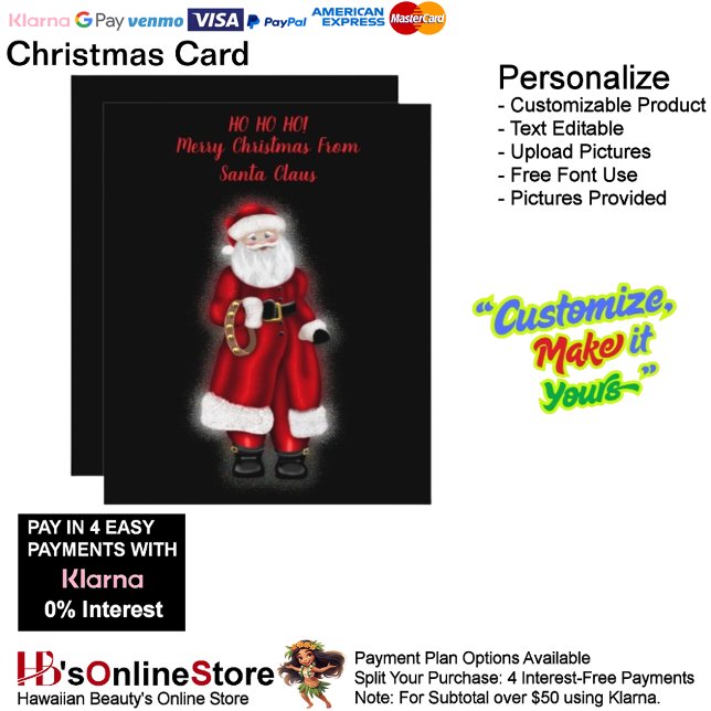 HO HO HO! Frohe Weihnachten vom Weihnachtsmann (HO HO HO! Merry Christmas From Santa Claus Holiday Card 1.)