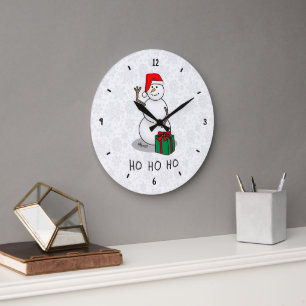 Ho Ho Ho Frohe Weihnachten Weihnachtsmann Niedlich Große Wanduhr