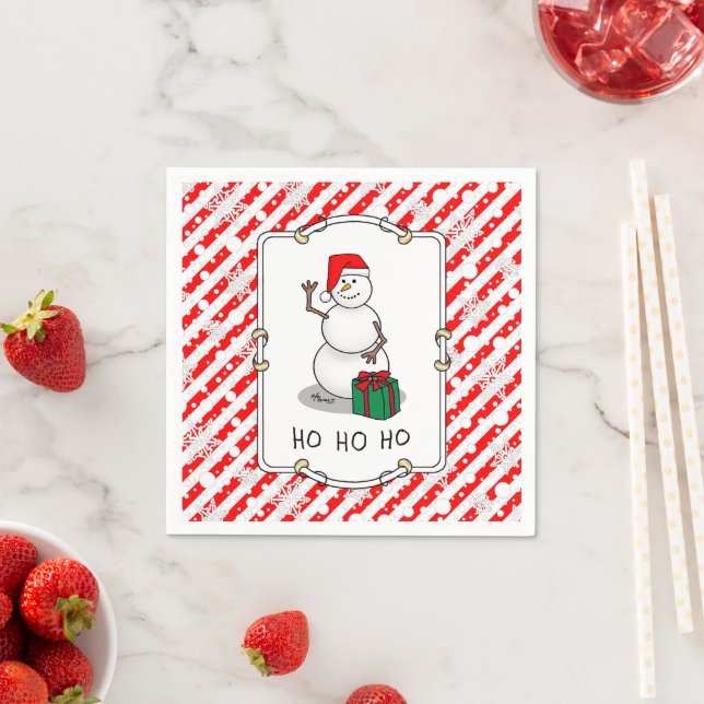 Ho Ho Ho Frohe Weihnachten Weihnachtsmann Niedlich Serviette (Beispiel)