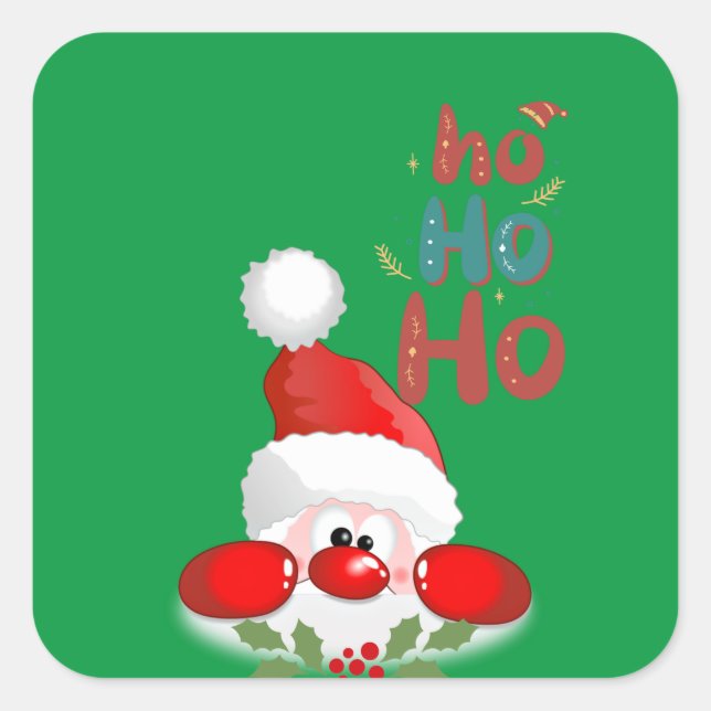 Ho, ho, ho! Frohe Weihnachtsklammer Quadratischer Aufkleber (Vorderseite)