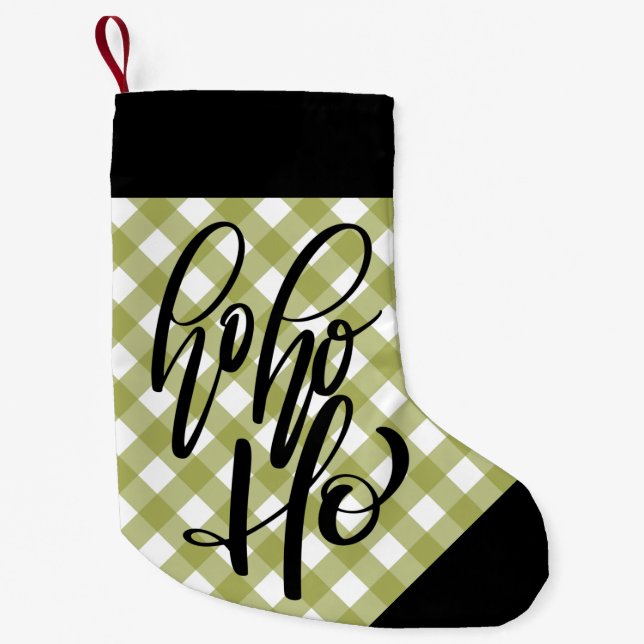 HO HO HO - GINGHAM Weihnachts-Strumpf Kleiner Weihnachtsstrumpf (Vorderseite)