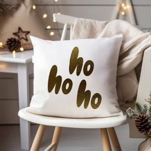 Ho Ho Ho   Goldtypografie Minimalistisch Weihnacht Kissen
