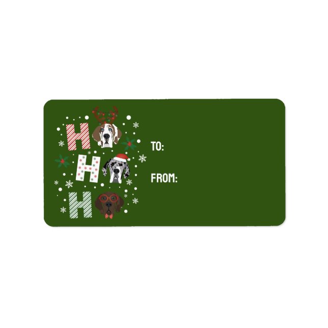 Ho Ho Ho Great Dane Frohe Weihnachten Adressaufkleber (Vorne)