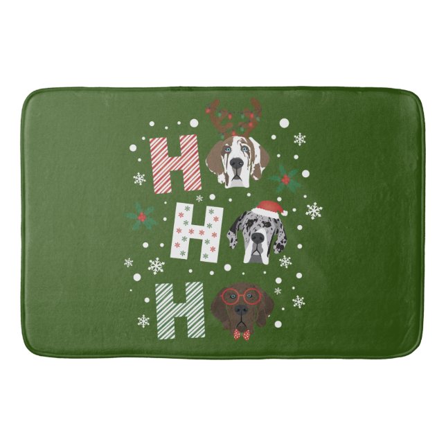 Ho Ho Ho Great Dane Frohe Weihnachten Badematte (Vorderseite)