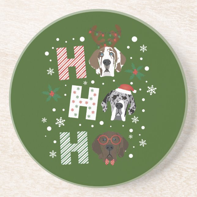Ho Ho Ho Great Dane Frohe Weihnachten Getränkeuntersetzer (Vorne)