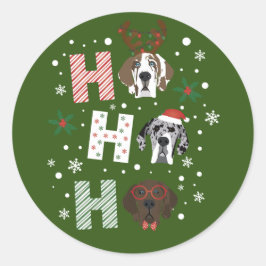 Ho Ho Ho Great Dane Frohe Weihnachten Runder Aufkleber