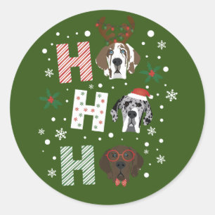 Ho Ho Ho Great Dane Frohe Weihnachten Runder Aufkleber