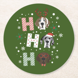 Ho Ho Ho Great Dane Frohe Weihnachten Runder Pappuntersetzer
