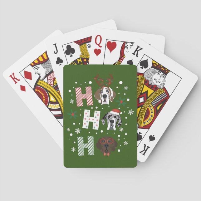 Ho Ho Ho Great Dane Frohe Weihnachten Spielkarten (Rückseite)