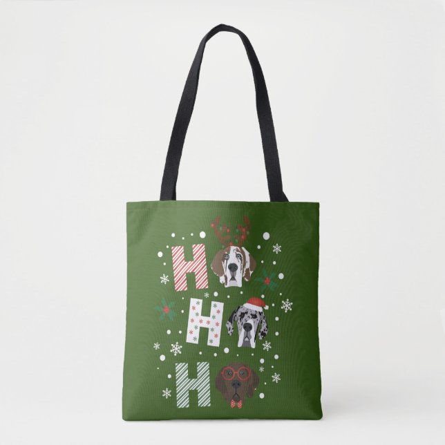 Ho Ho Ho Great Dane Frohe Weihnachten Tasche (Vorderseite)