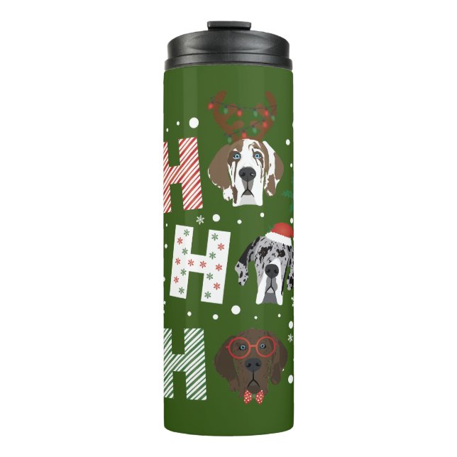 Ho Ho Ho Great Dane Frohe Weihnachten Thermosbecher (Vorderseite)