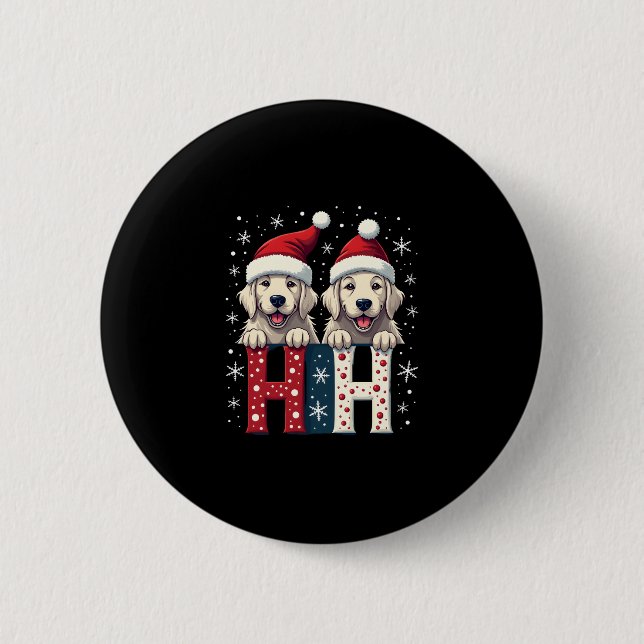 Ho Ho Ho Great Pyrenees Dog Lover Christmas Santa  Button (Vorderseite)