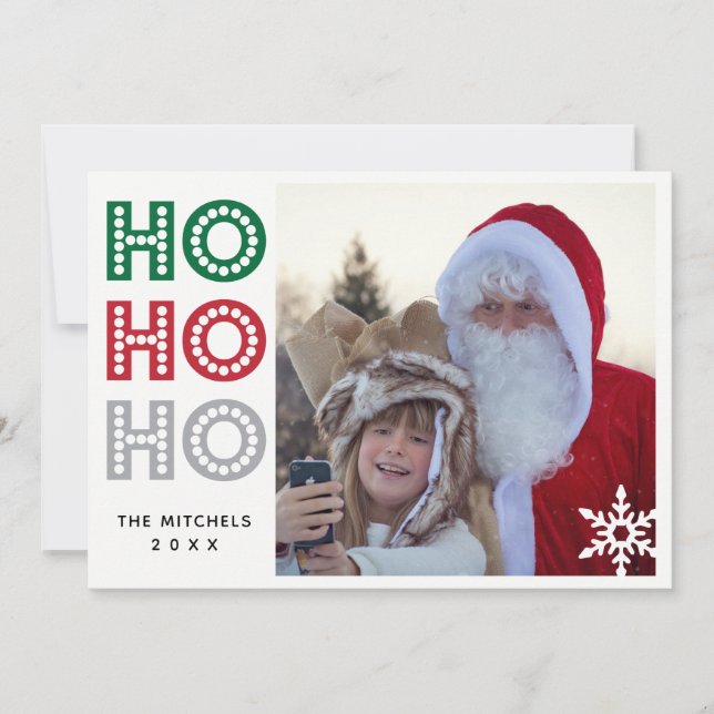 Ho Ho Ho Green Buffalo Plaid Carte photo (Devant)