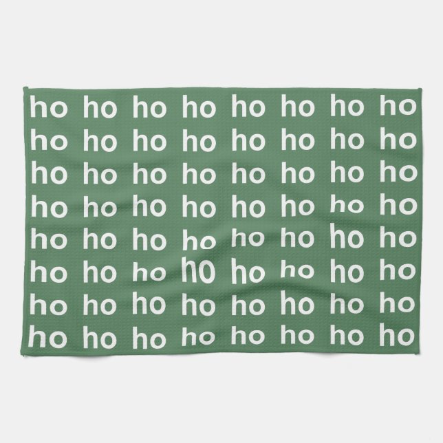 Ho-Ho-Ho Green Christmas Geschirrtuch (Horizontal)