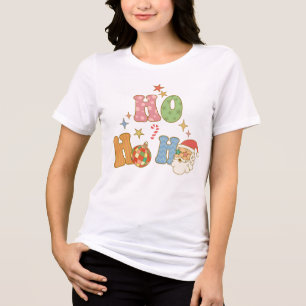 Ho Ho Ho Groovy Frohe Weihnachten Tri-Blend Shirt
