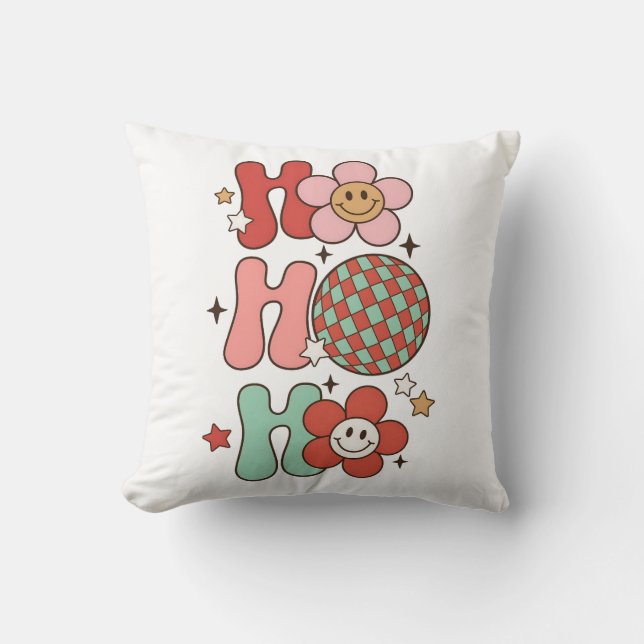 Ho Ho Ho Groovy Retro Kissen (Vorderseite)