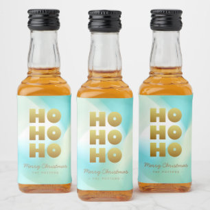 Ho Ho Ho   Grüne Pastel und Gold Alkoholflaschenetikett