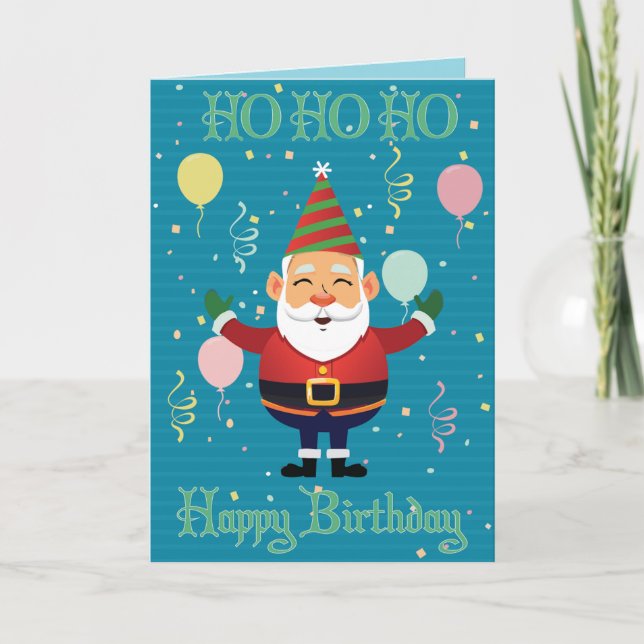 Ho Ho Ho Happy Birthday Card Dankeskarte (Vorderseite)