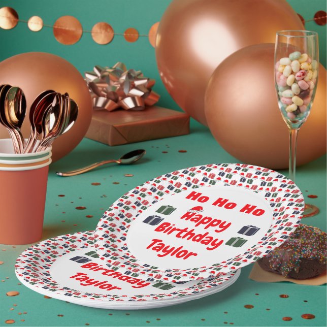 HO HO HO Happy Birthday Pappteller (Multi)