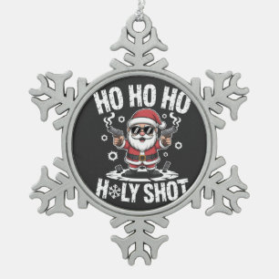 Ho Ho Ho Heiliger Schuss Santa mit Waffe Amerika U Schneeflocken Zinn-Ornament