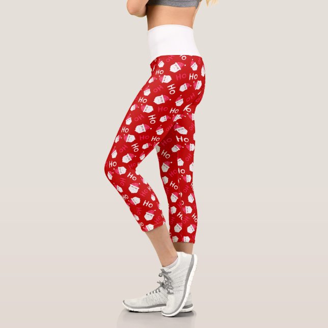 Ho Ho Ho Ho Niedlich Weihnachten Weihnachts-Muster Capri Leggings (Links)