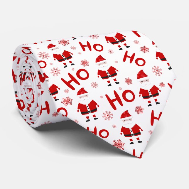 Ho Ho Ho Ho Weihnachtsmann Weihnachtsmuster Krawatte (Gerollt)
