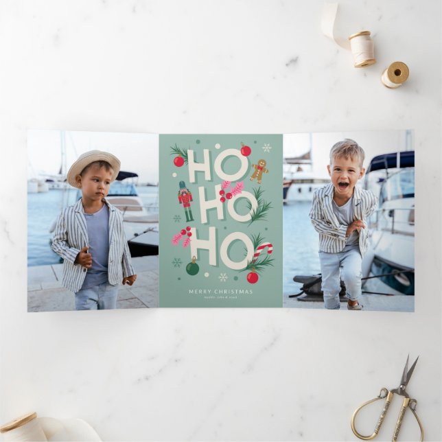 Ho Ho Ho Holiday Cheer Dreifach Gefaltete Urlaubskarte (Innenseite)