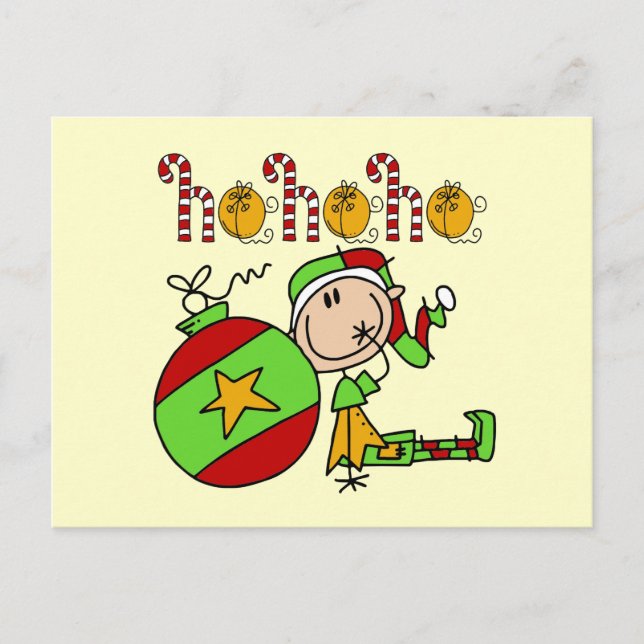 Ho Ho Ho Holiday Elf Feiertagspostkarte (Vorderseite)