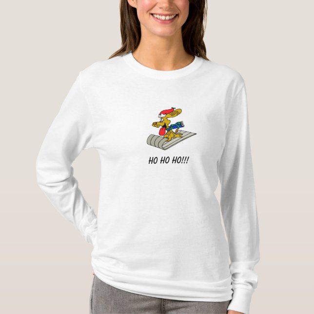 HO HO HO!!! Hundethemenorientierter Feiertag T-Shirt (Vorderseite)