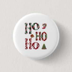 Ho Ho Ho Kariert Weihnachten Button