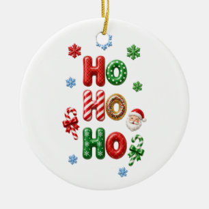 Ho Ho Ho Lebkuchen-Sprinkle-Donut Weihnachten Keramik Ornament