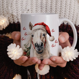 Ho Ho Ho! Lustiges Pferd Weihnachtsmann Tasse