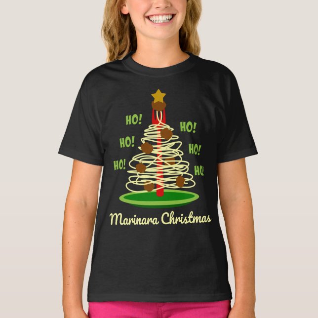 Ho! Ho! Ho! Marinara Christmas Pasta Tree T-Shirt (Vorderseite)