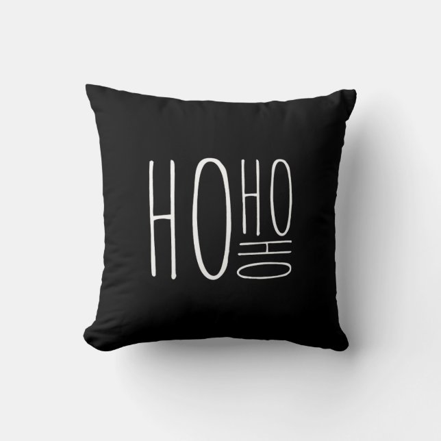HO HO HO Merry Christmas Black Chic Farmouse Style Kissen (Vorderseite)