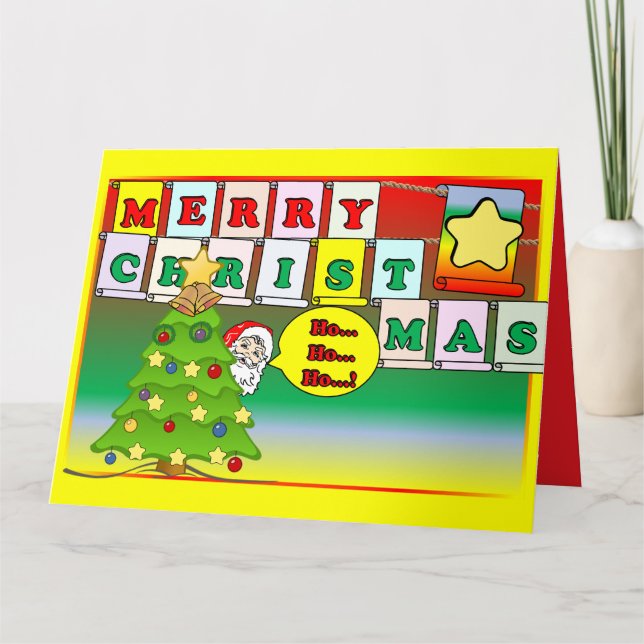 HO HO HO Merry Christmas &  Santa Card Karte (Vorderseite)