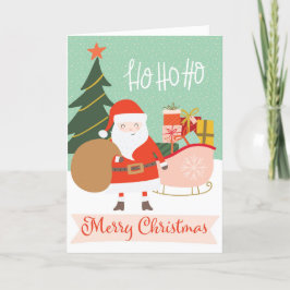 Ho Ho Ho Merry Christmas Santa Sleigh Feiertagskarte
