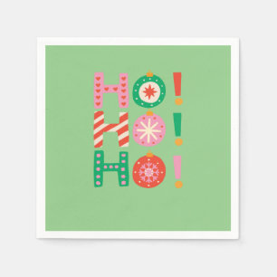 HO HO HO MERRY CHRISTMAS SEASONAL GIFT SERVIETTE