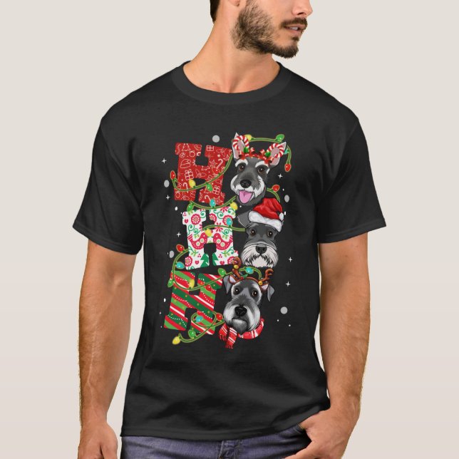 Ho Ho Ho Miniatur Schnauzer Niedlich Hundefreunde  T-Shirt (Vorderseite)