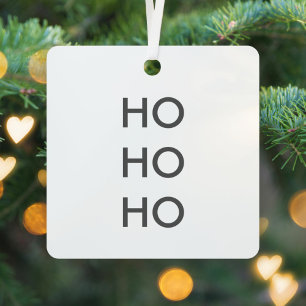 Ho Ho Ho   Minimalist Saubere Einfache Weiße Weihn Ornament Aus Metall