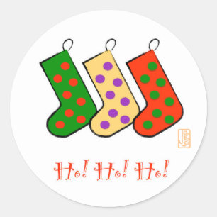 Ho! Ho! Ho! Mod Strumpf Frohe Weihnachten Runder Aufkleber