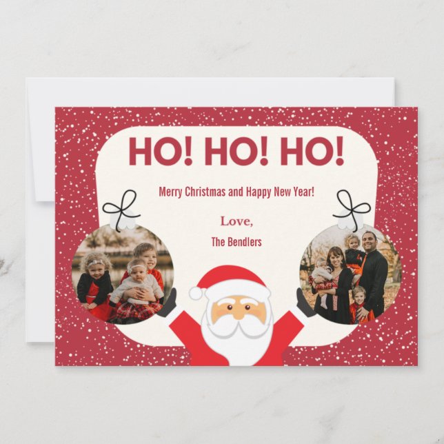 Ho! Ho! Ho! Multi-Foto-Urlaubskarte Einladung (Vorderseite)