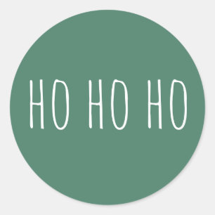 Ho Ho Ho Niedliche Weihnachten. Green Holiday Sant Runder Aufkleber