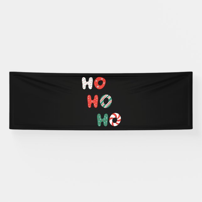 Ho Ho Ho Noël Bannière en vinyle 2,5x8 (Horizontal)