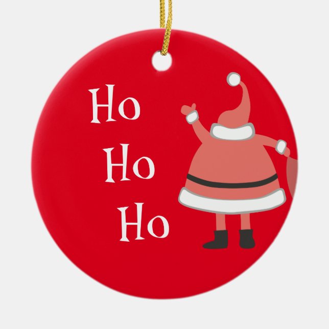 Ho Ho Ho Personalisiert Santa Keramik Ornament (Vorne)