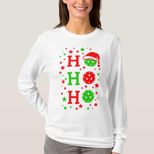 Ho, Ho, Ho Pickleball Weihnachten T-Shirt (Vorderseite)