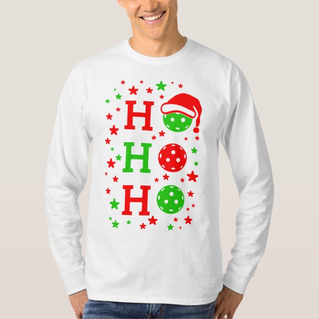 Ho, Ho, Ho Pickleball Weihnachten T-Shirt (Vorderseite)